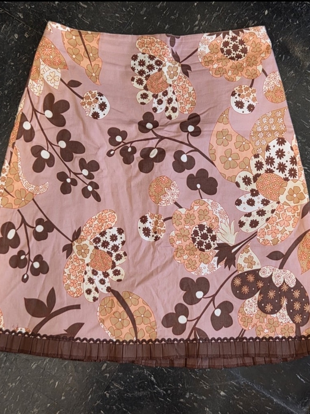 Persaman New York Mauve Floral Cotton Skirt - Size 8
